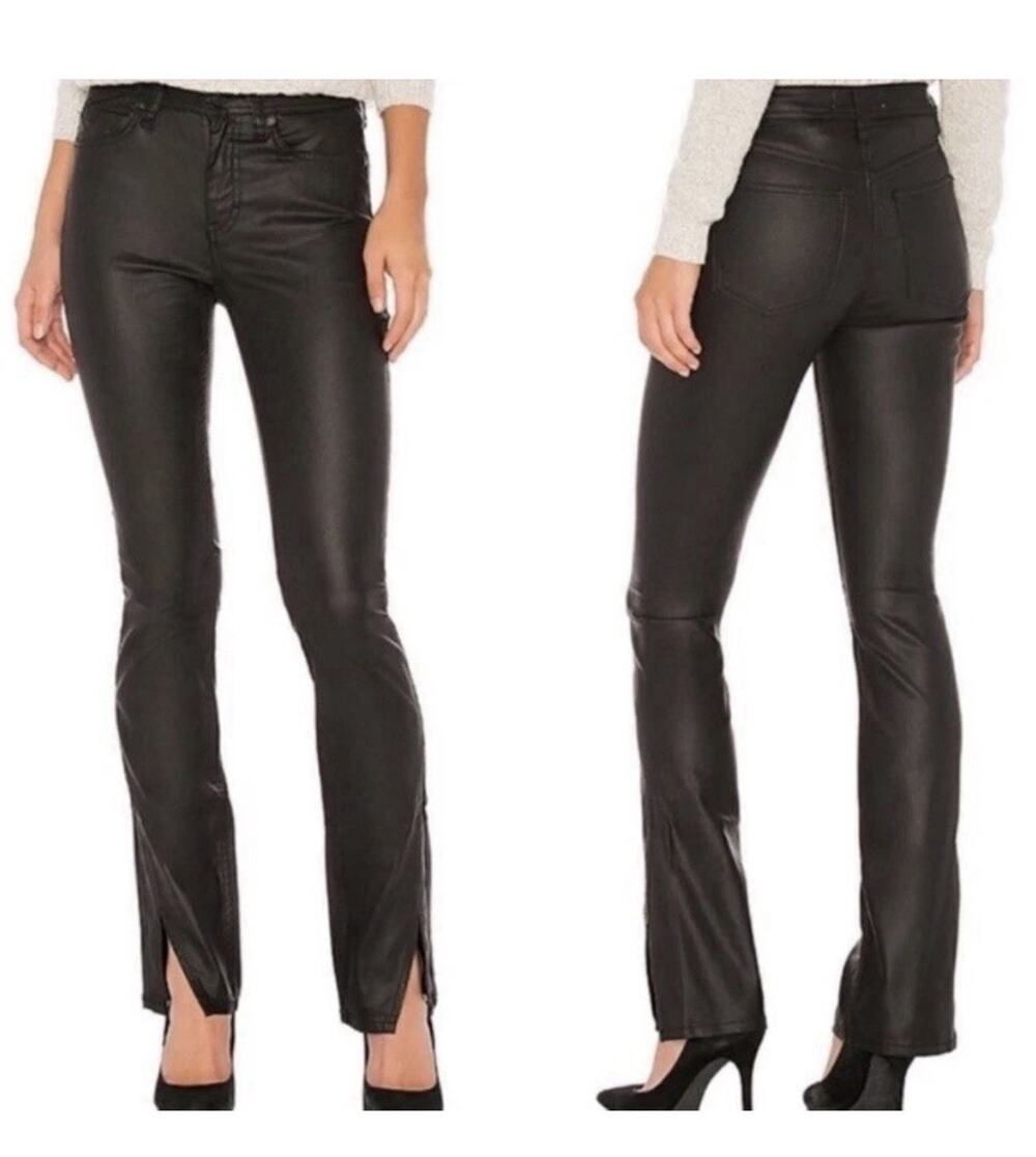 Free People Spellbound Coated Bootcut Black Jeans Size 31